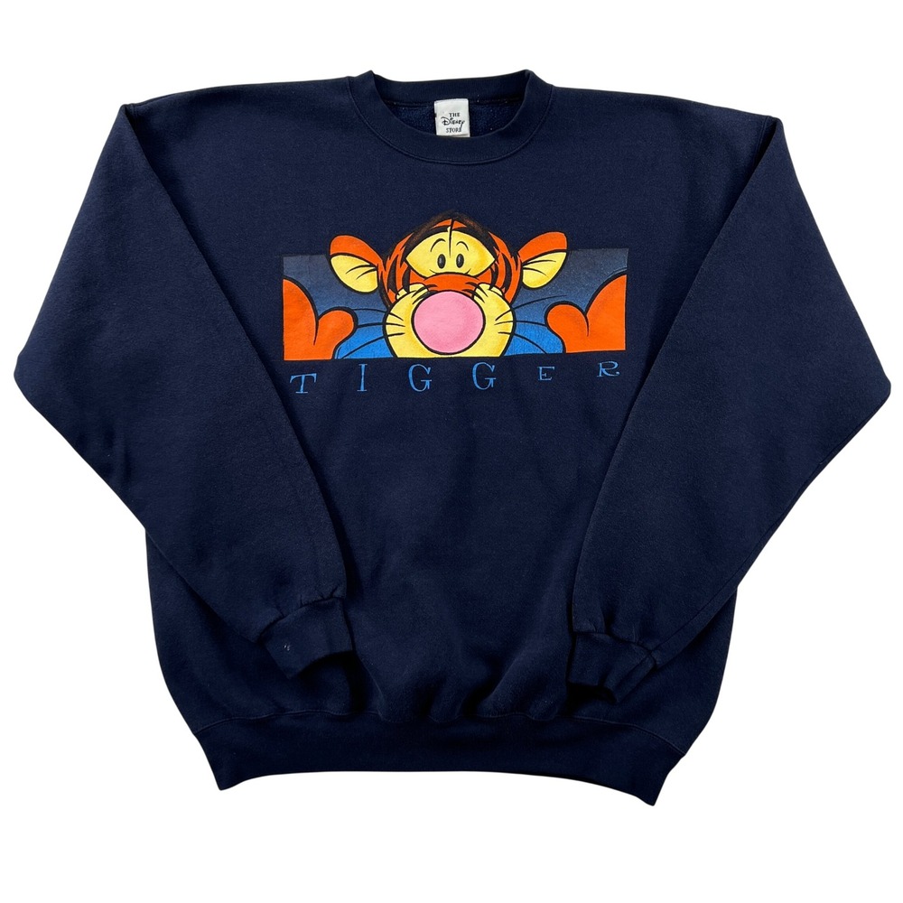 VTG 90s Disney Store Tigger Sweatshirt Mens XL Navy Blue Graphic USA Disneybound